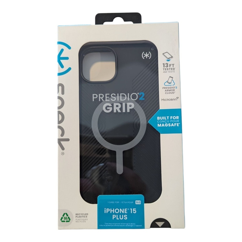 D4. Speck Presidio2 Grip MagSafe Case For Apple iPhone 15 Plus -Black